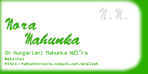 nora mahunka business card